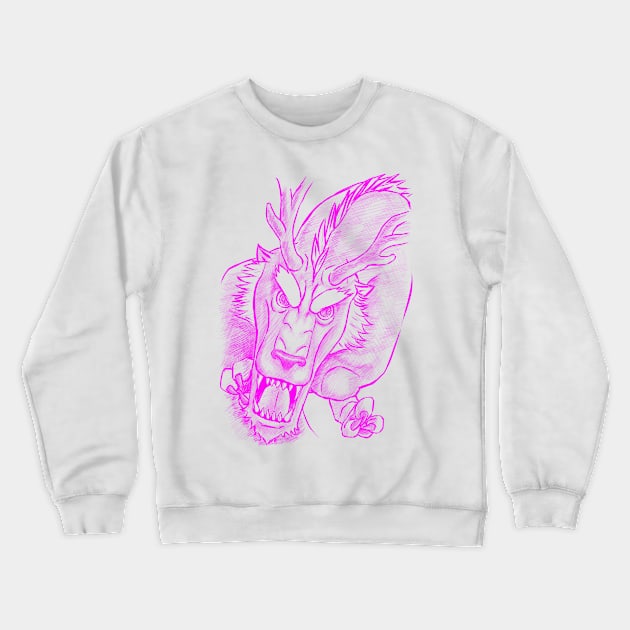 Dragon Of Legend -Neon Pink Version Crewneck Sweatshirt by sketchbooksage